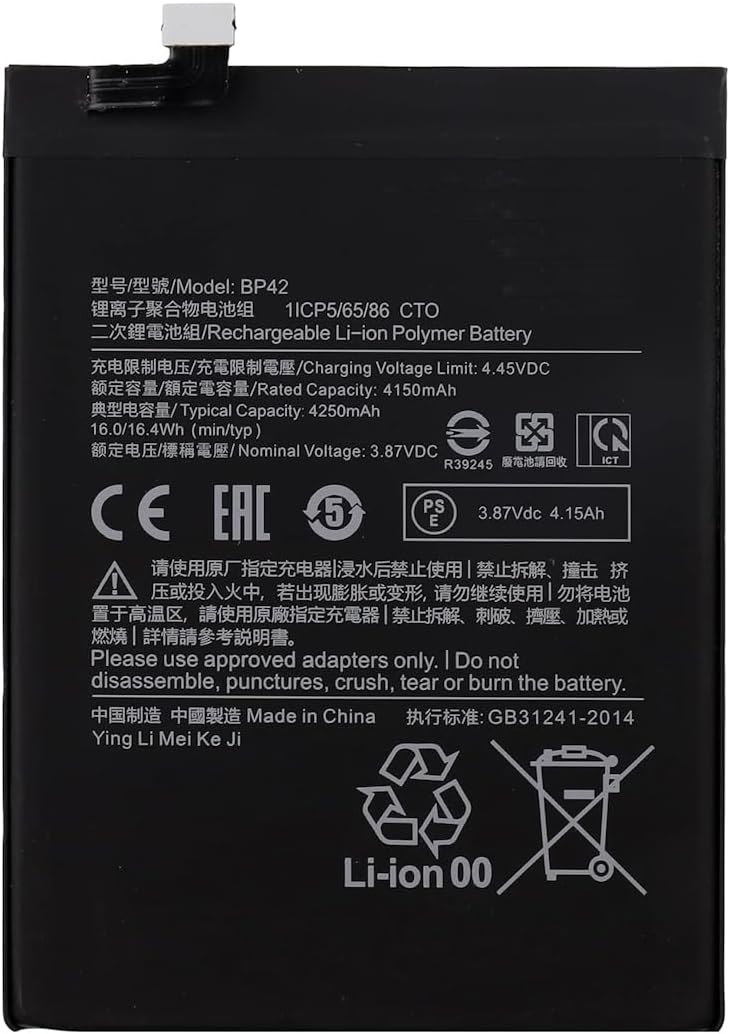 (obrázek pro) BP42 Xiaomi Mi 11 Lite Mi 11 Lite 5G Mi 11 Youth 5G M2101K9G M2101K9C kompatibilní baterie