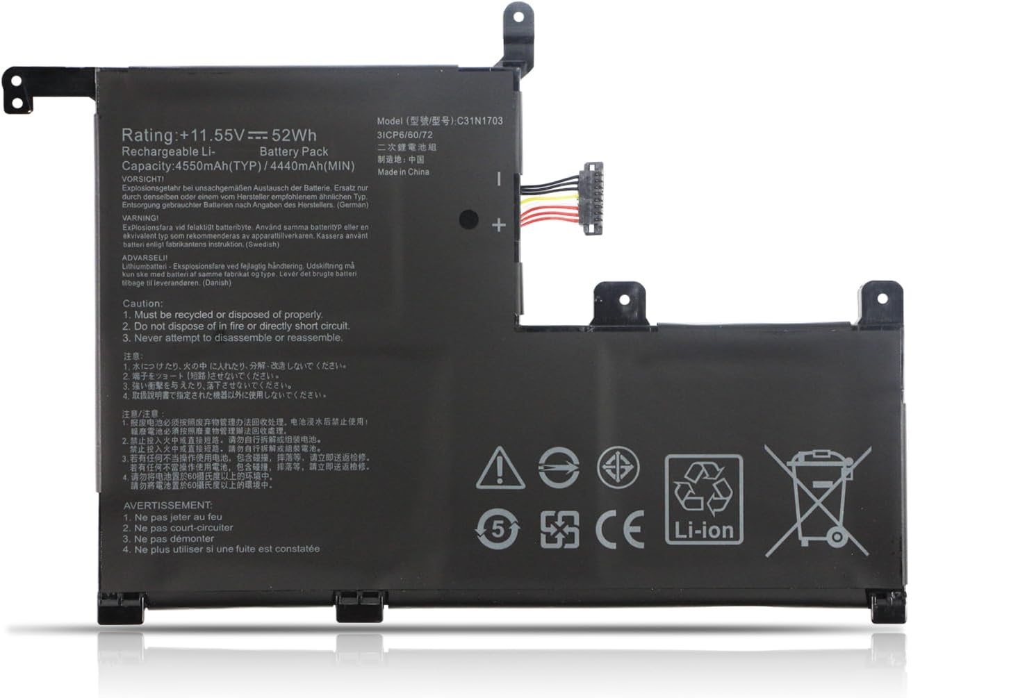 (obrázek pro) C31N1703 Asus ZenBook Flip Q505UA Q525UA Q55 05UA-BI5T7 Q505UA-BI5T9 Q525UA-BI7T9 Q525UA-BI7T11 kompatibilní baterie