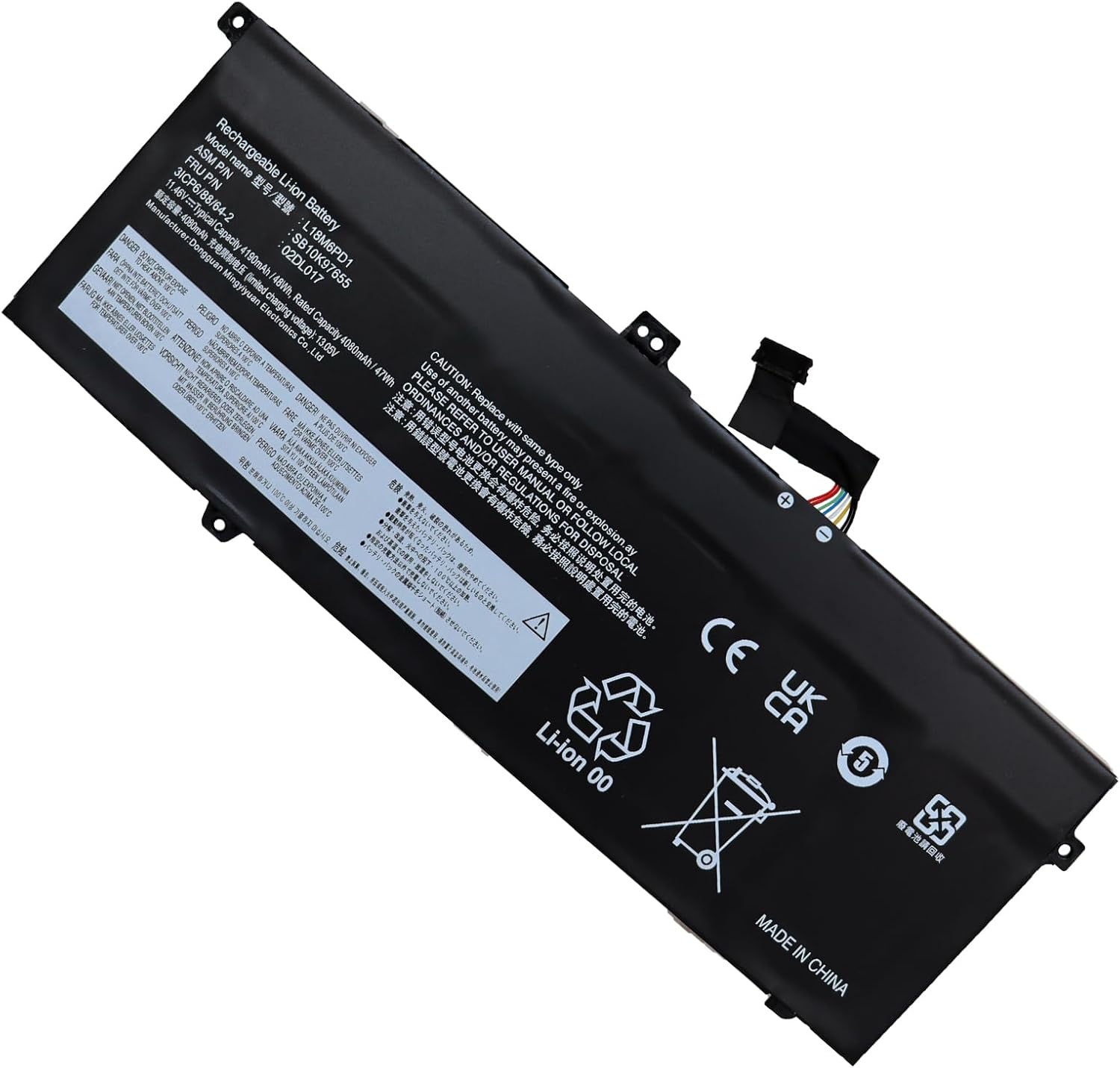 (obrázek pro) L18M6PD1 Lenovo ThinkPad X13 X390 X395 L18M6PD2 02DL018 L18C6PD1 11.46V 48Wh kompatibilní baterie
